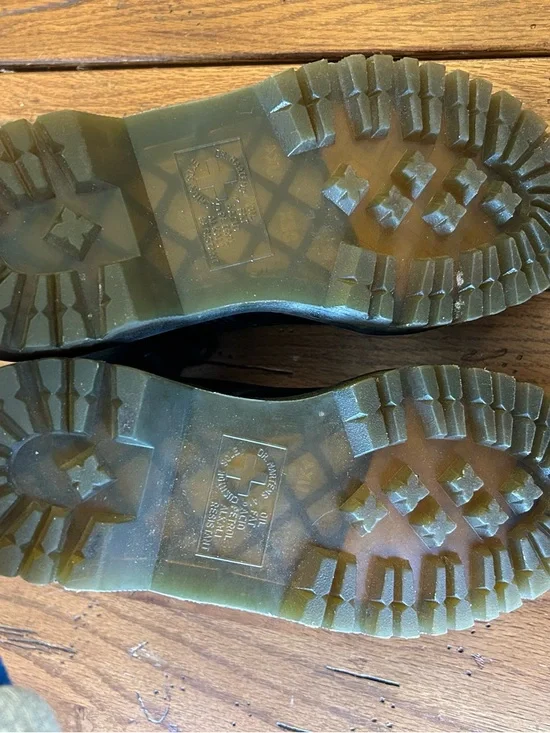 Dr. Martens Black Leather Lace-Up Boots with Yellow Stitching - Picture 4 of 10